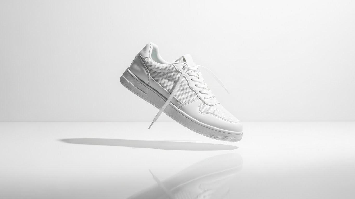 Professional photo editing example of clean white sneaker on pure background