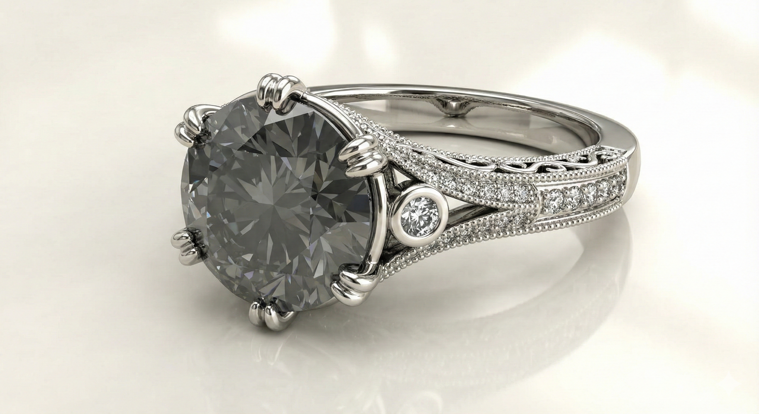 AI tools performing jewelry photo retouching on gemstone
