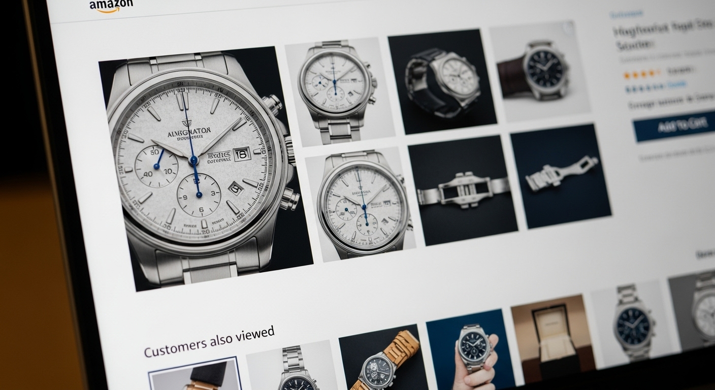 Amazon listing with professionally edited watch images boosting conversions