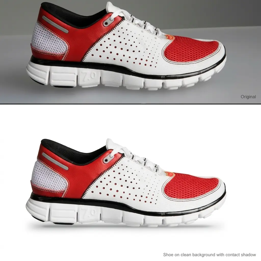 Contact shadow under shoe for realistic product photo