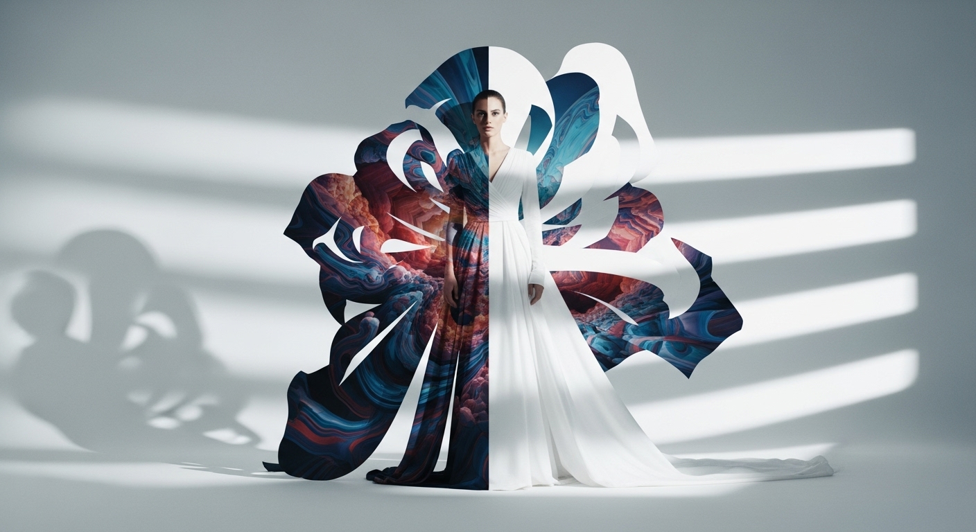 Creative high-precision image masking in fashion campaign composite.