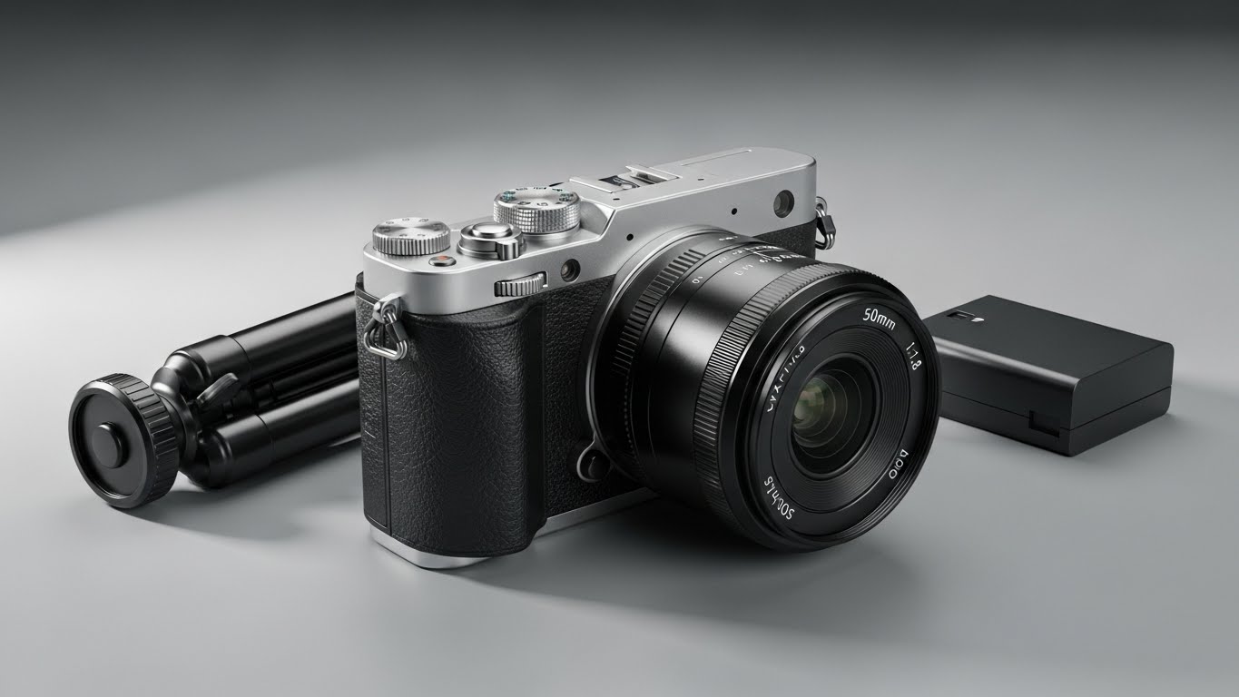 Essential mirrorless camera and 50mm lens for beginner photography