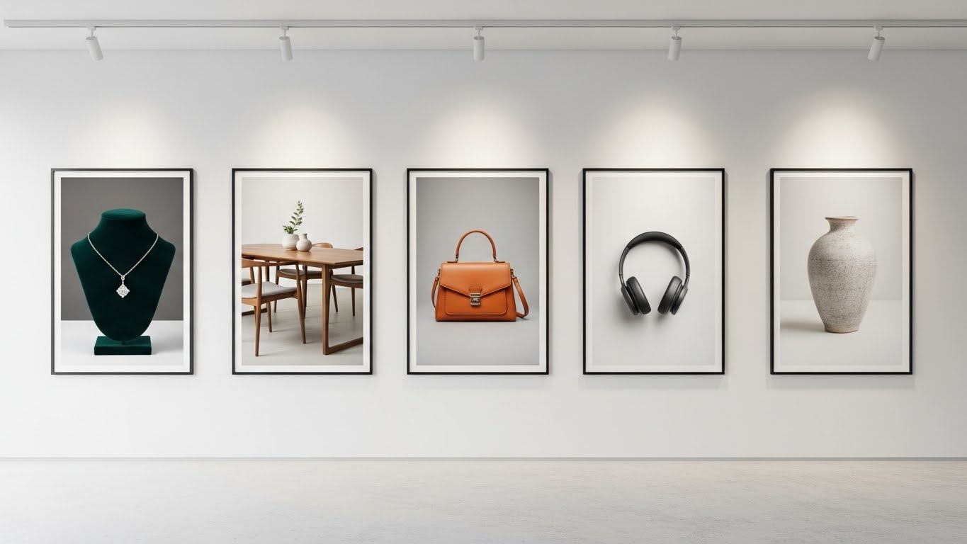 Gallery of professionally enhanced e-commerce product images across categories