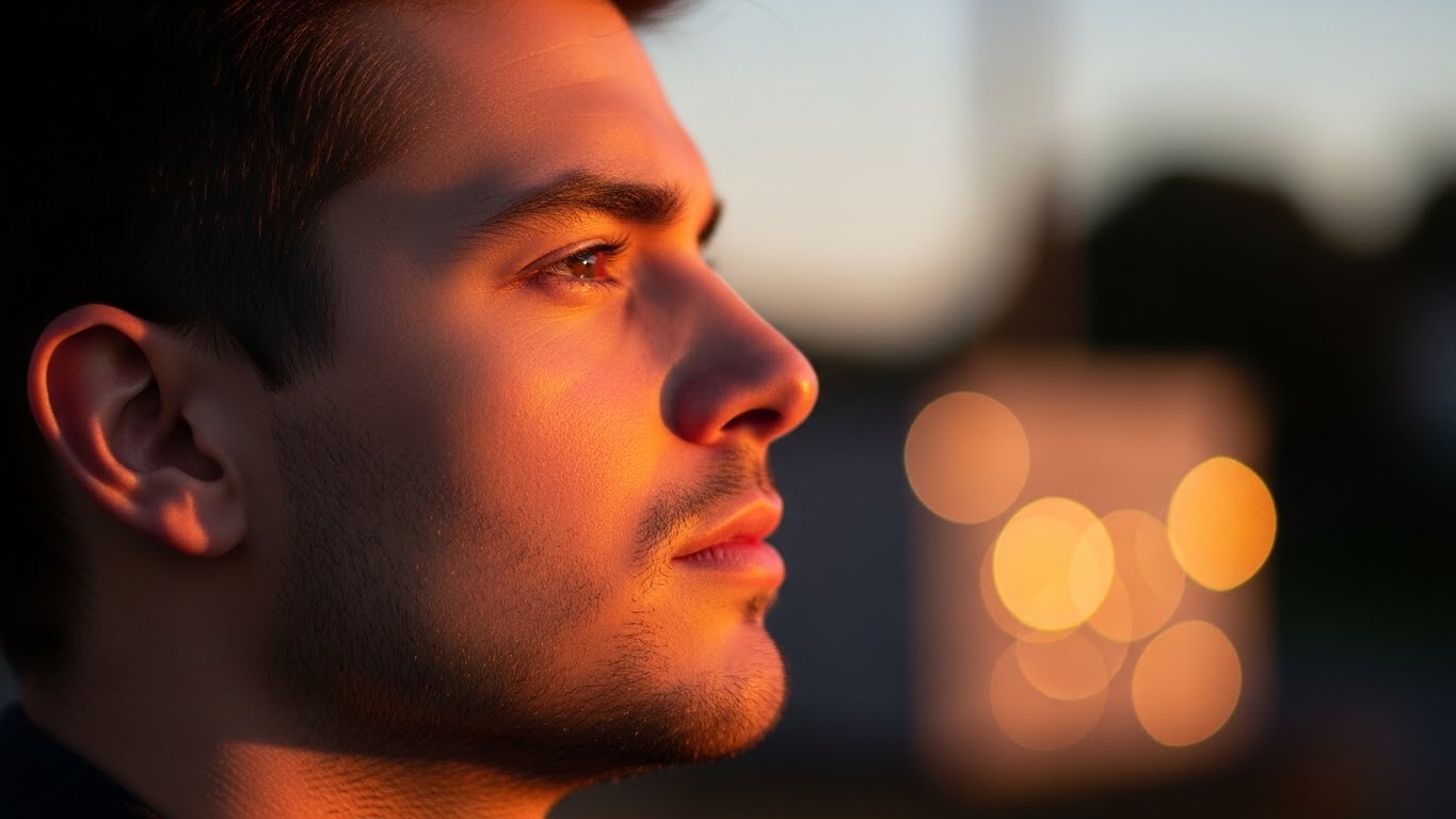 Golden hour lighting example with warm tones and soft shadows