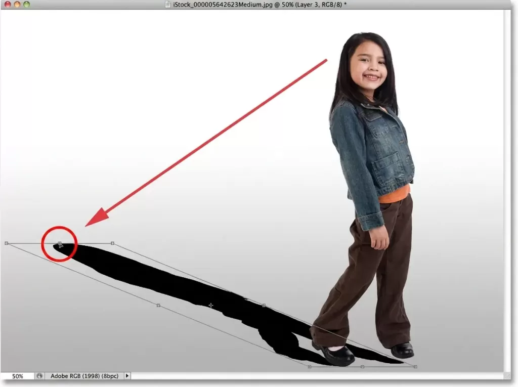 Realistic cast shadow distorted in Photoshop tutorial