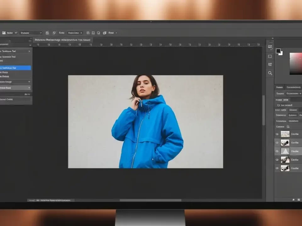 Adobe Photoshop workspace ready to change the color of an object in a photo