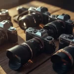 Best camera brands displayed on a table for photography enthusiasts