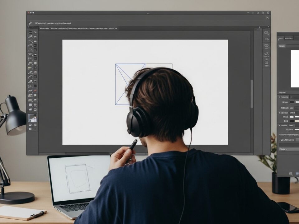 Designer creating clipping path in Adobe Illustrator workspace