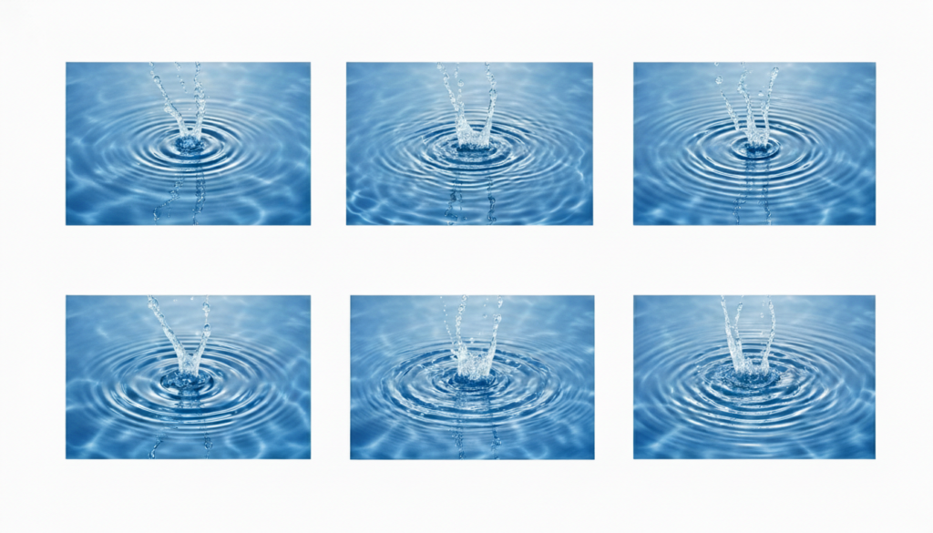 Diagram of different water ripple patterns for Photoshop effects