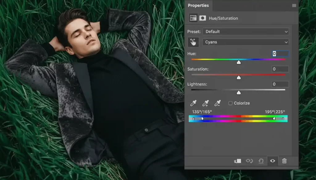 Hue and Saturation adjustment layer in Photoshop for object color change