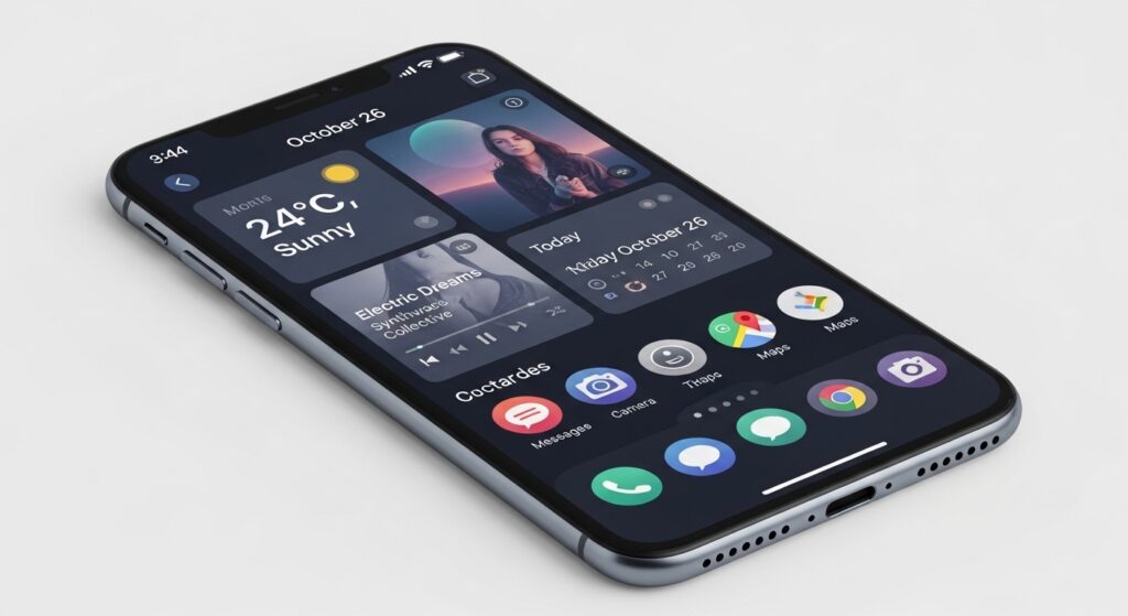 Modern user interface design on a smartphone screen