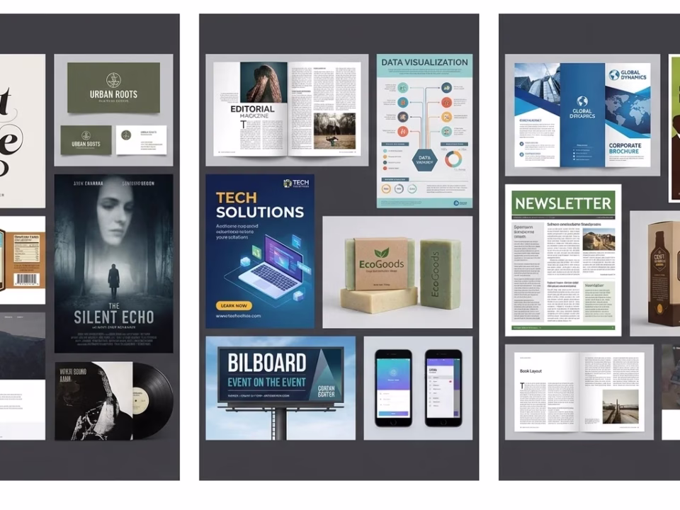 Types of graphic design work examples collage