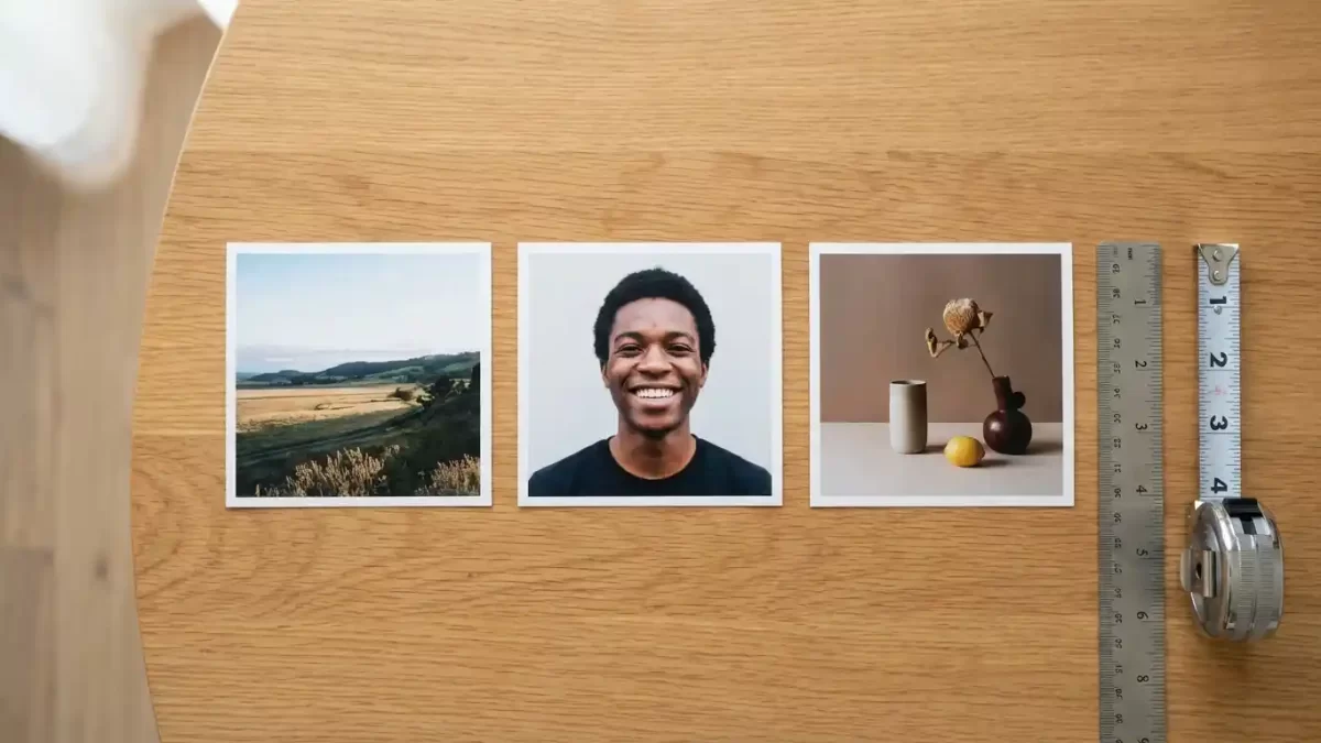 true dimensions of 4x4 pictures with ruler for easy understanding