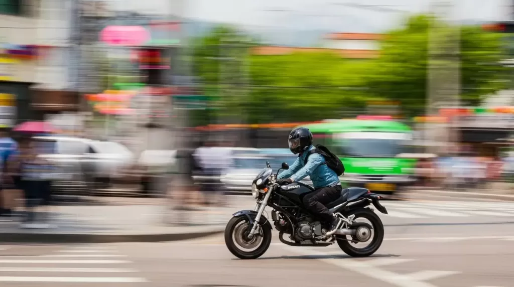 Panning shot with sharp subject and motion-blurred background