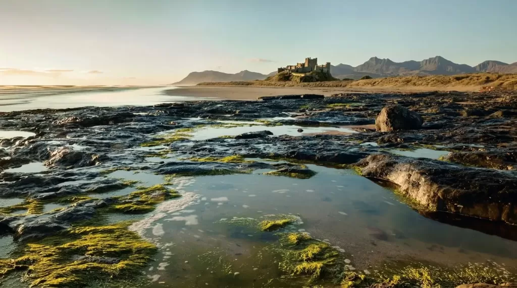 Deep depth of field landscape photo with mountains and foreground in sharp focus