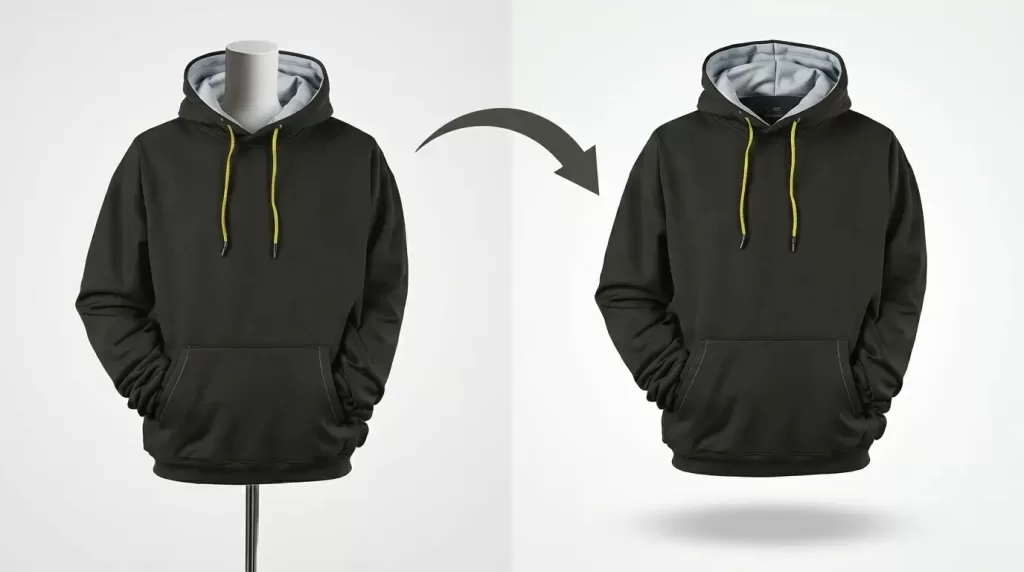Ghost mannequin invisible neck joint effect