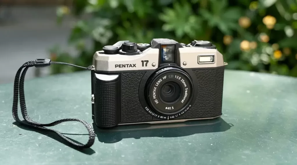 Pentax 17 half-frame film camera front view