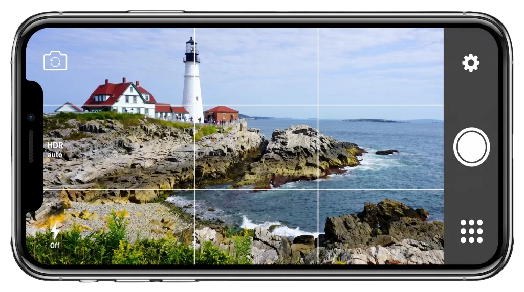 Rule of thirds grid on smartphone