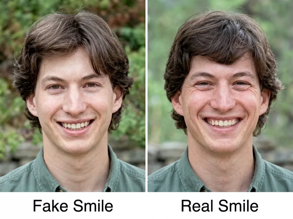 Fake vs natural smile