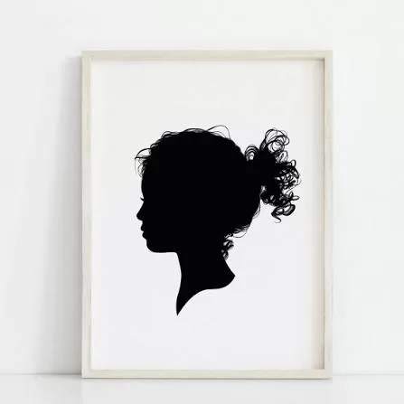 Framed digital child silhouette side profile portrait