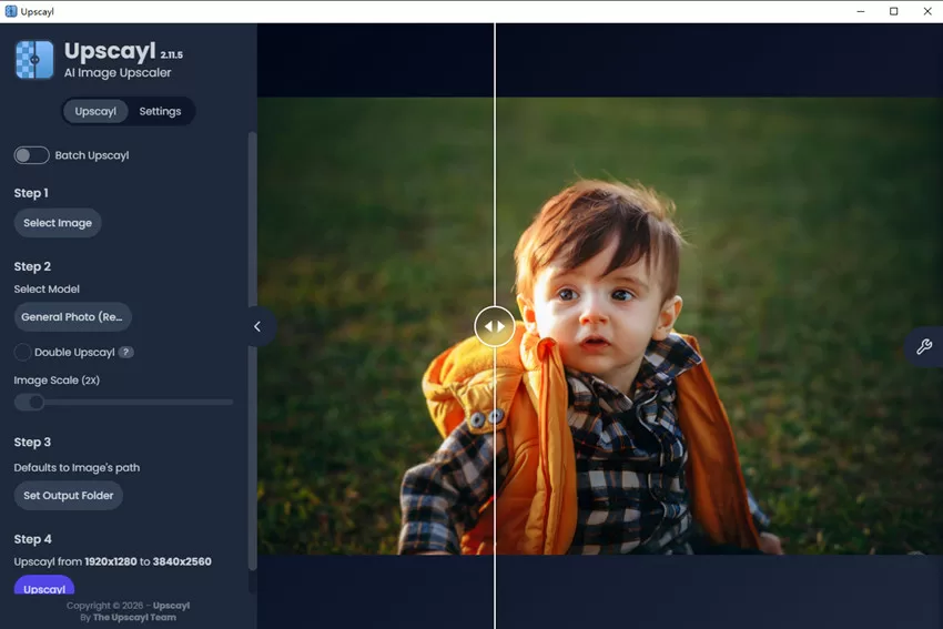 Upscayl free open source AI image upscaler interface