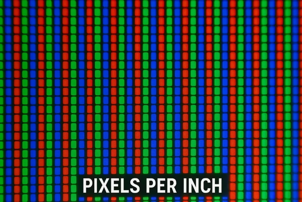 Macro view of the RGB subpixel structure on a modern display