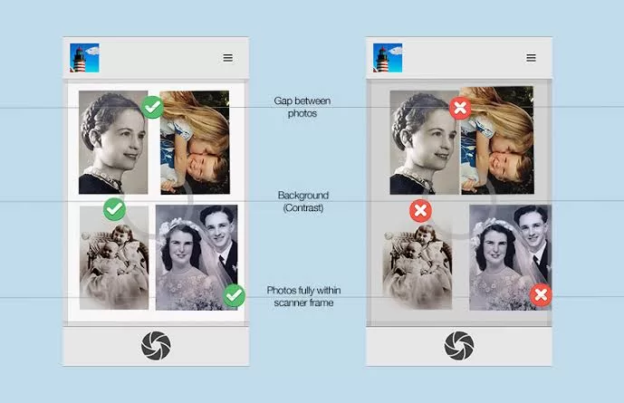 Pic Scanner Gold app scanning multiple photos in one frame