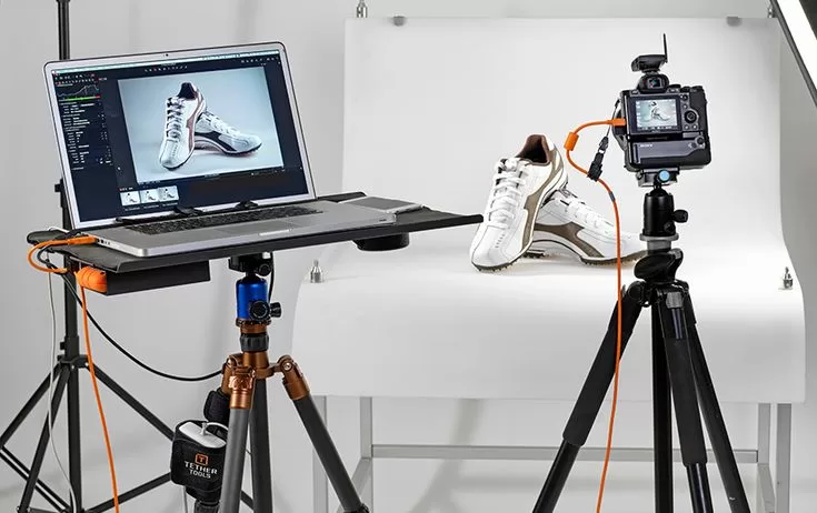 White background studio setup for product photography