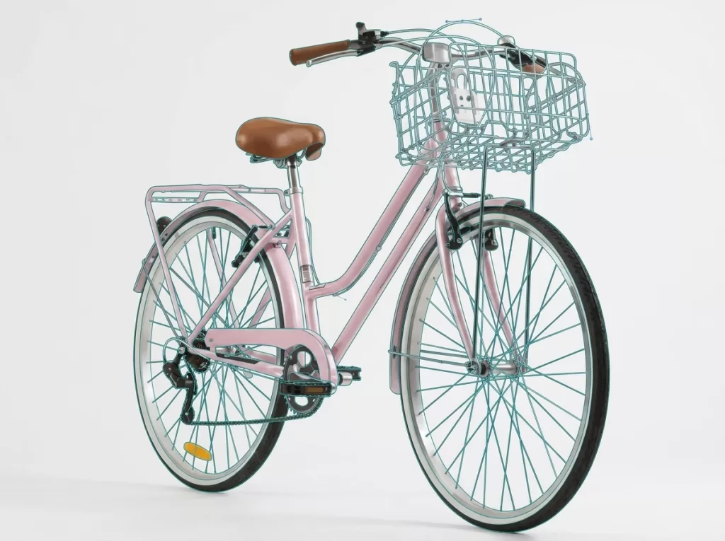 Bicycle with spokes complex clipping path vector cutout