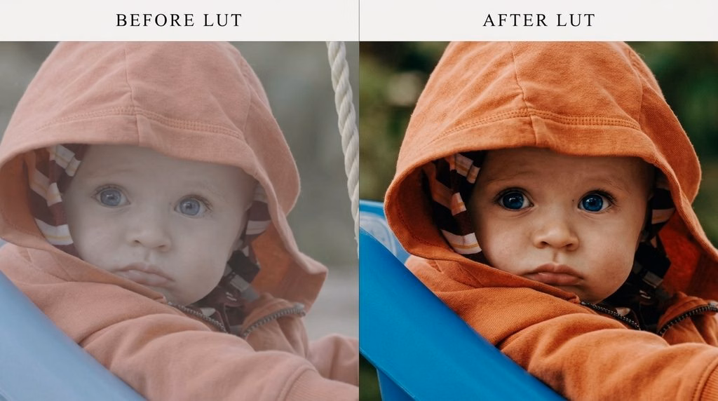 Color grading portrait LUT before after