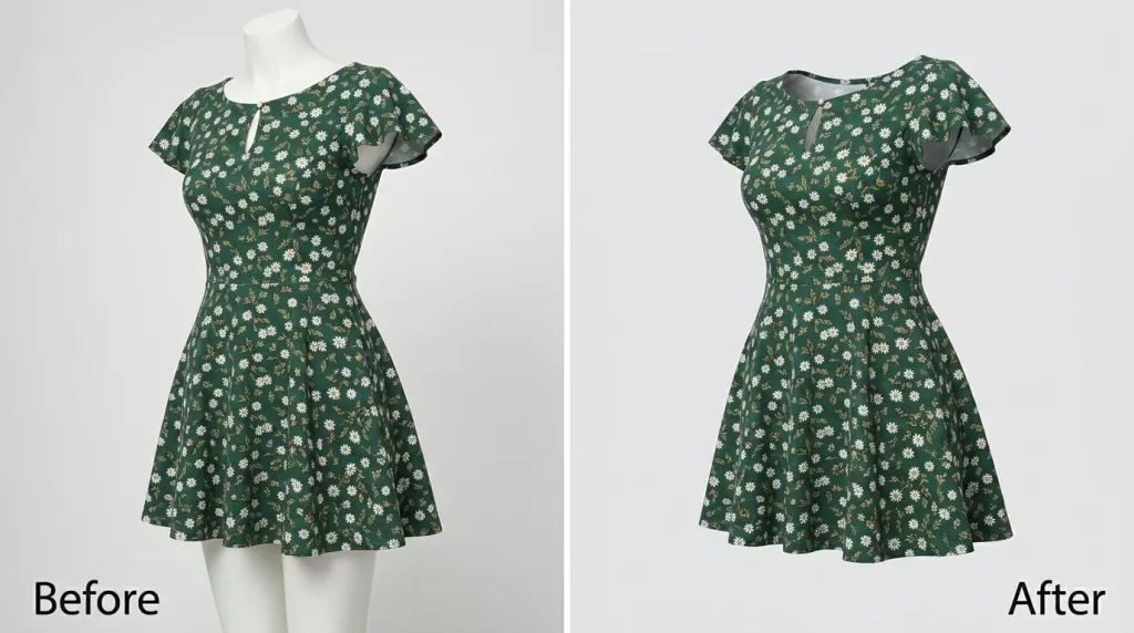 Ghost mannequin apparel editing three-dimensional effect