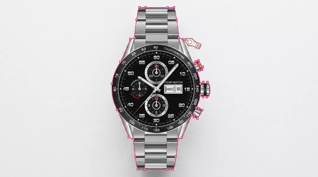 Luxury watch product photography clipping example