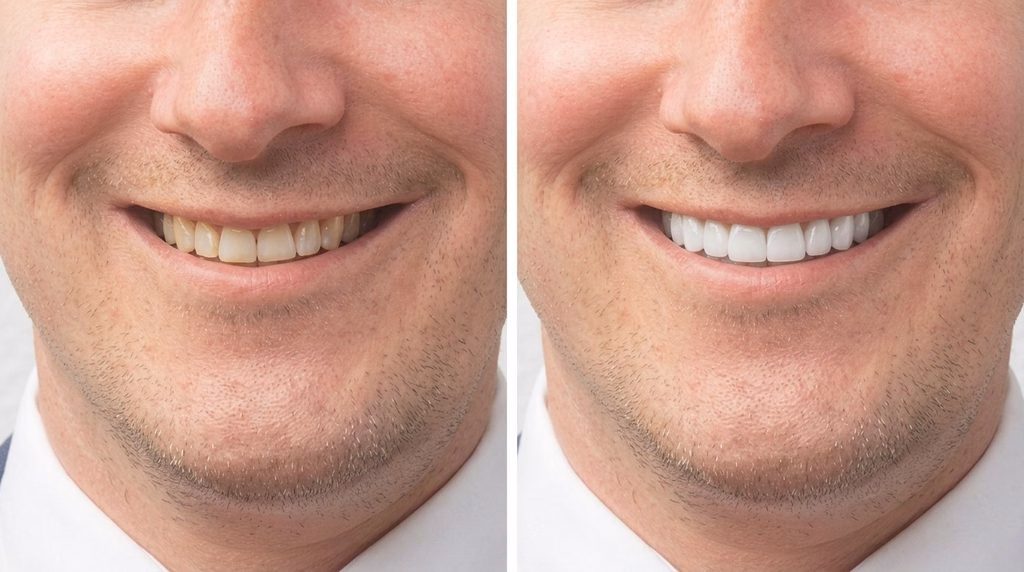 Natural teeth whitening retouch