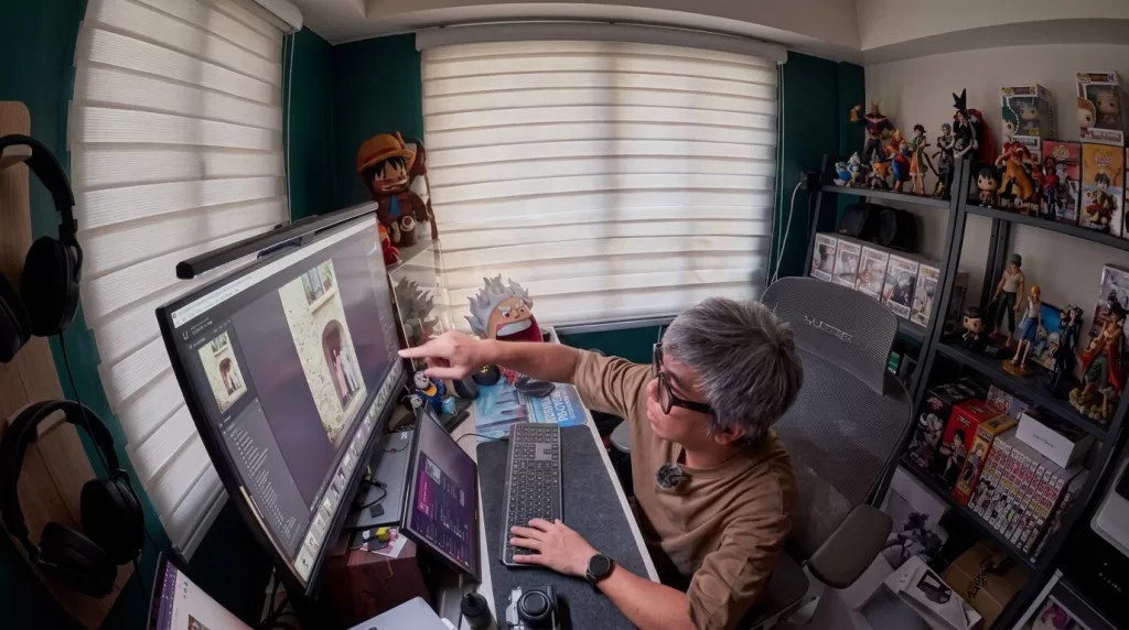 Photographer editing workflow at workstation