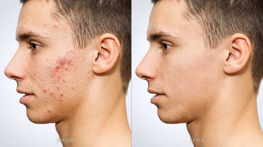 Skin blemish healing brush cleanup