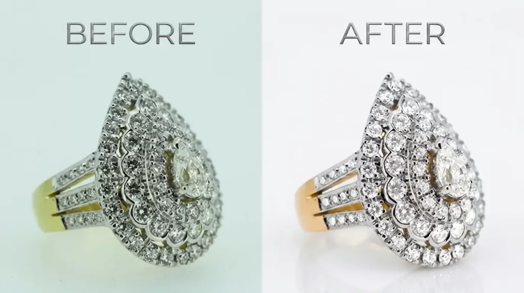 diamond ring jewelry retouching before after