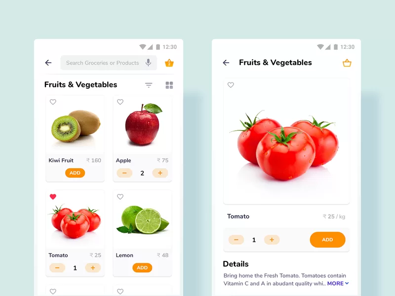 Ecommerce product listing page mobile display example