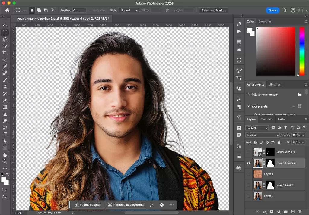 Hair masking Photoshop refine edge technique