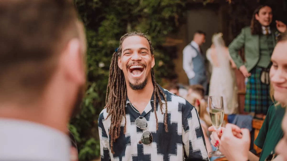 Candid portrait of a man laughing