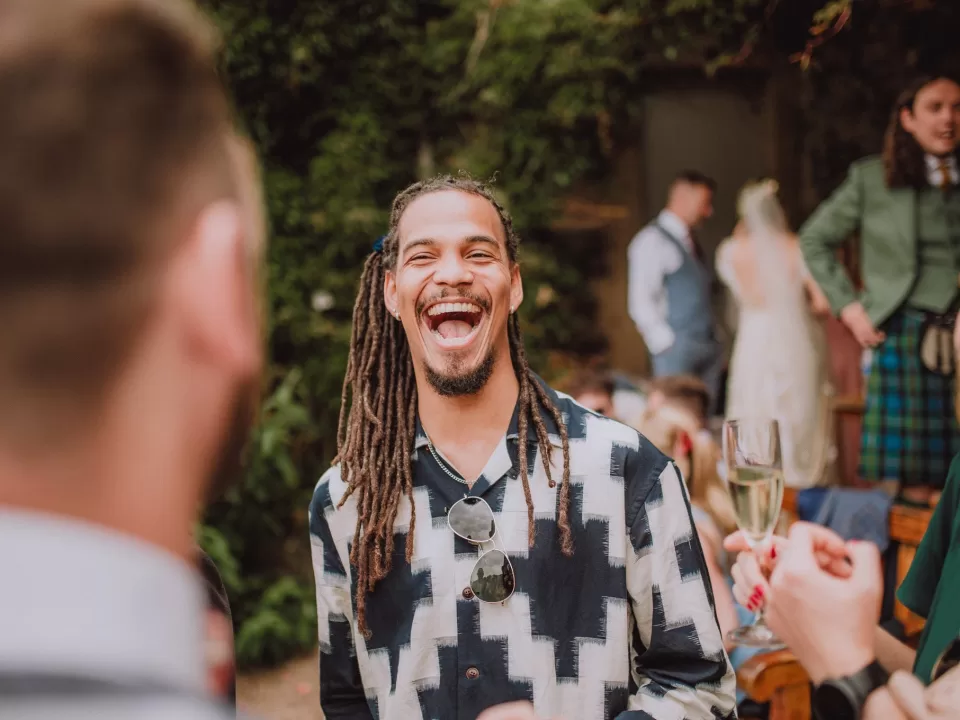 Candid portrait of a man laughing