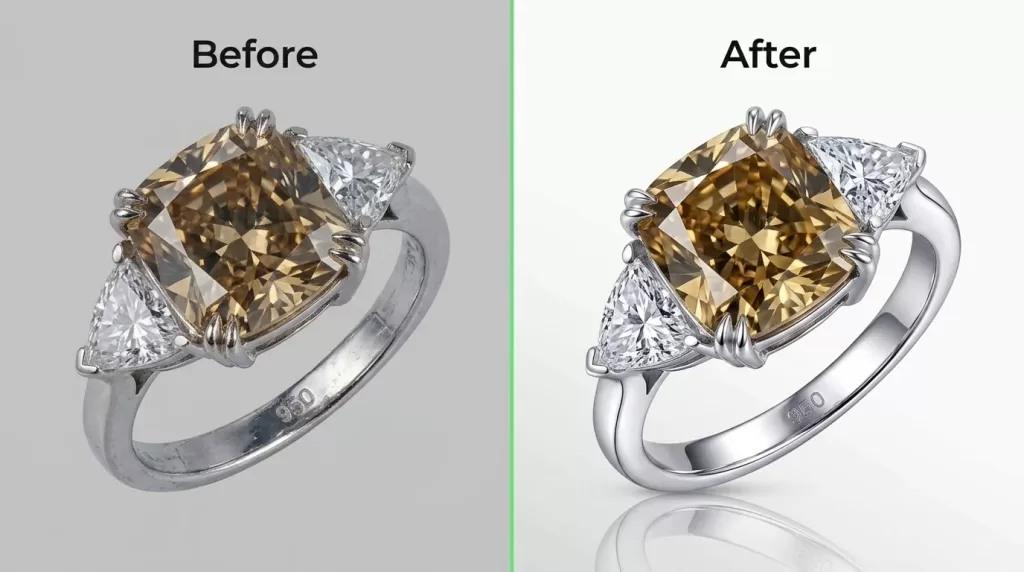 Diamond ring jewelry retouching sparkle enhancement