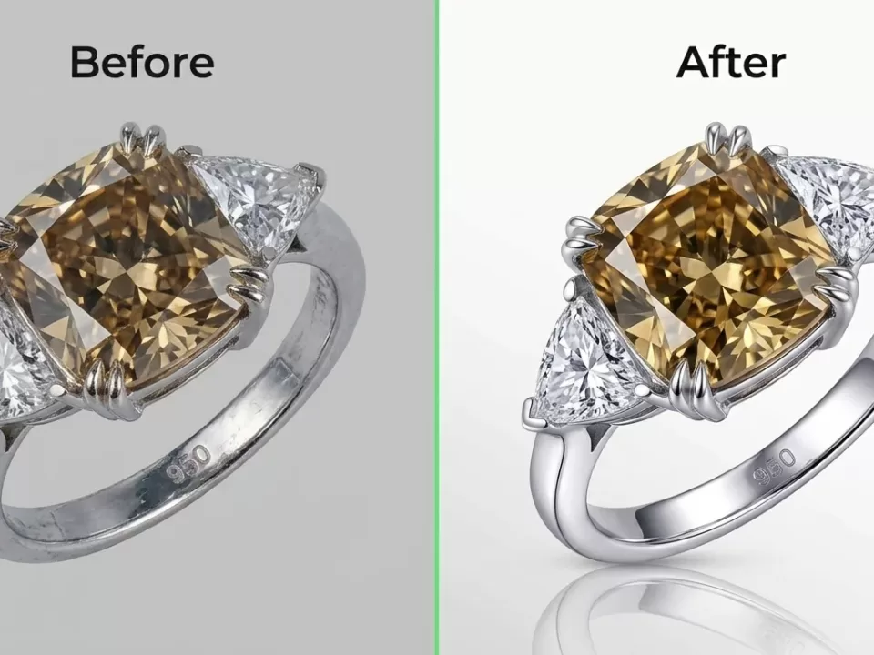 Diamond ring jewelry retouching sparkle enhancement