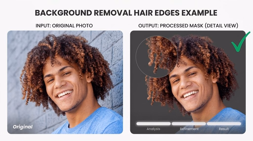 Background removal hair fur edges example