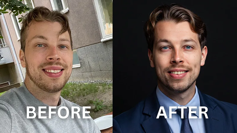 Before and after AI photo edit