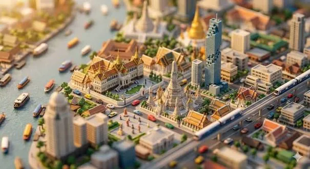 Tilt-shift miniature diorama city effect generated with a Gemini prompt