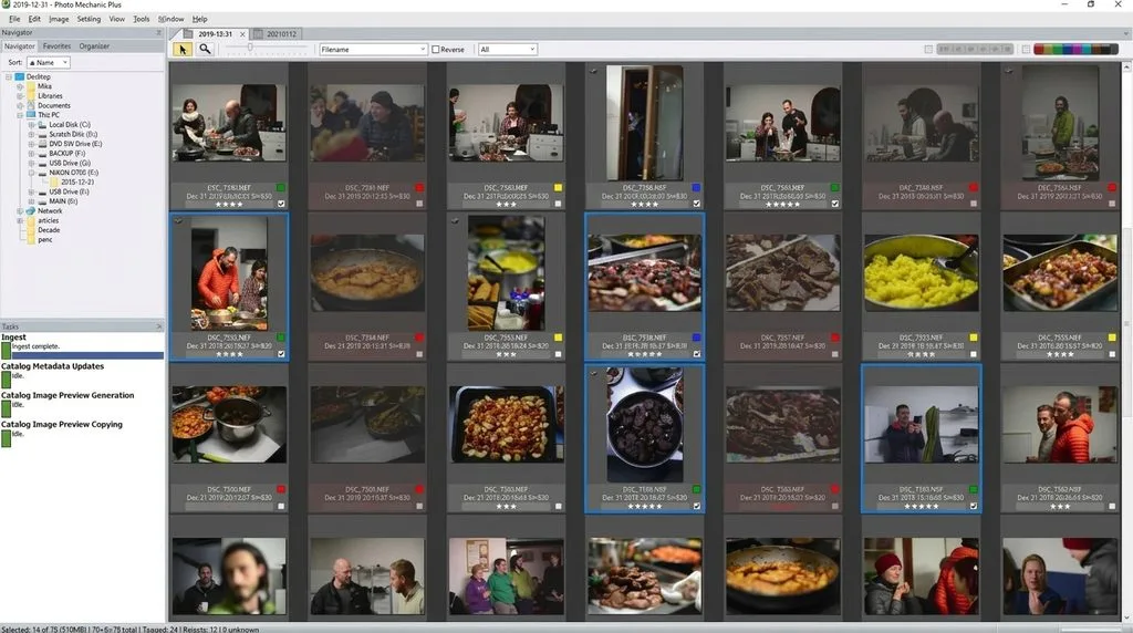 Photo editor culling images on a lightbox