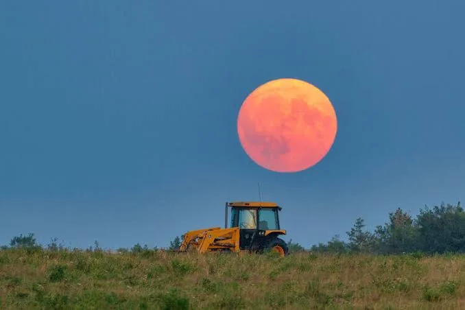 Full moon photographed with a long telephoto lens